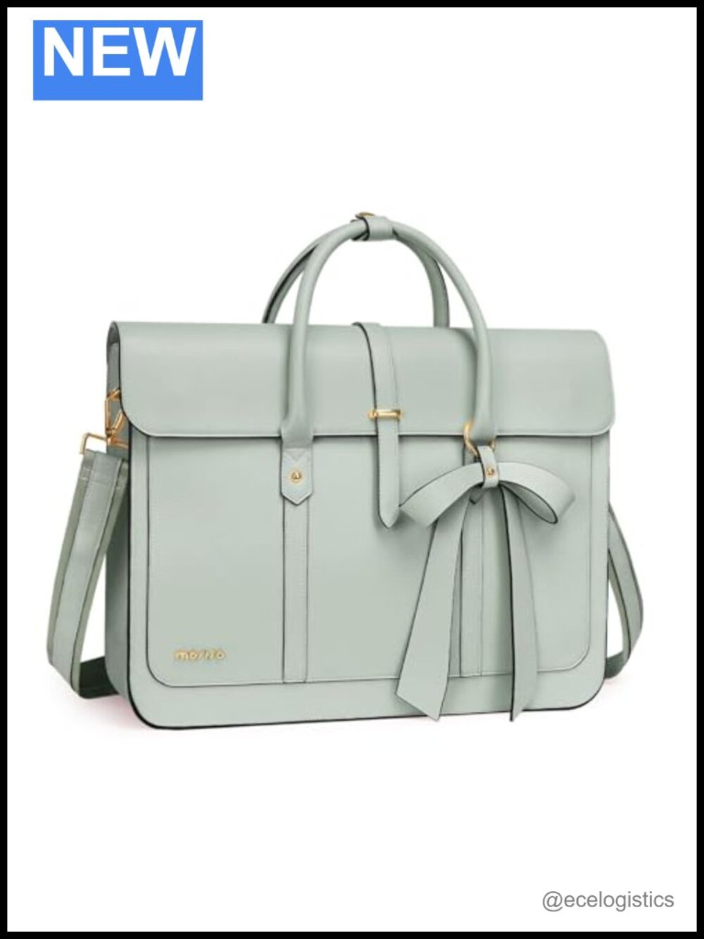 Women's 17" PU Leather Laptop Shoulder Bag with Padded Compartments